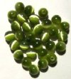 30 6mm Round Olive Fiber Optic Cats Eye Beads